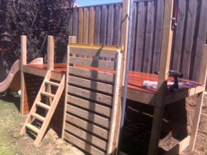 Climbing frame and ladder